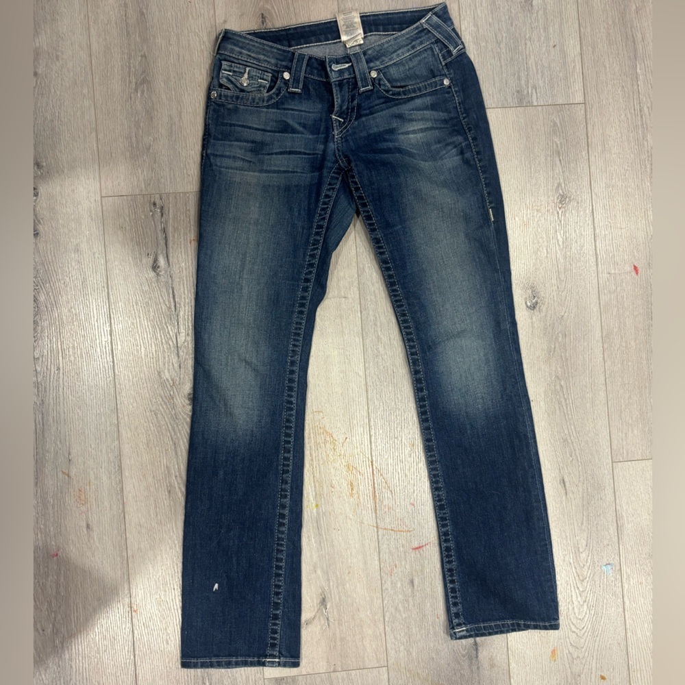 True Religion Women's Straight-Leg Denim Jeans in Faded Blue - Picture 7 of 8